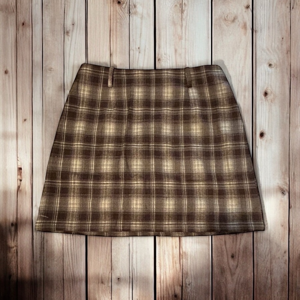 RIHOAS Checkered Brown Mini Skirt